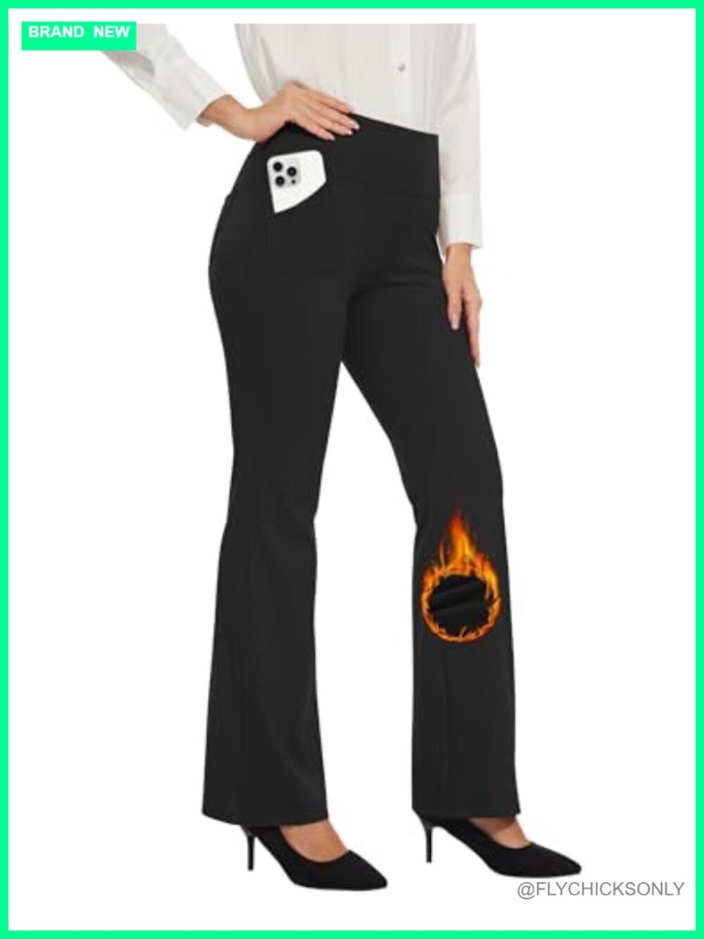 Fleece Lined Work Pants High Rise Bootcut Water-Repellent DWR Stretch